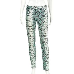 Sandro green python skinny leg jeans size FR 36 / XS